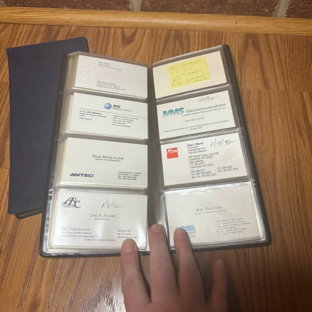 2 VTG Calling Card Holders with Vintage Printed Cards Ephemera Lot Junk Drawer